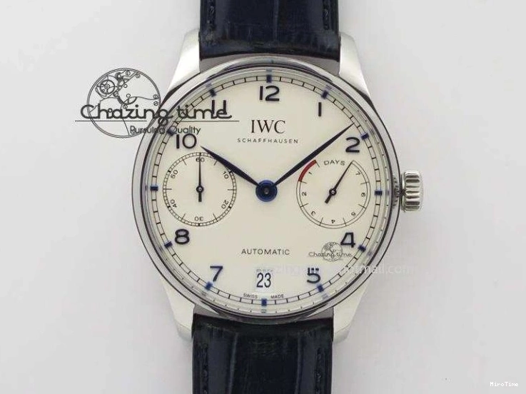 MIROTIME 0714 Popular Portuguese Flying Tourbillon SS Gray Dial 2 Sub Dials on Black Leather Strap 7159